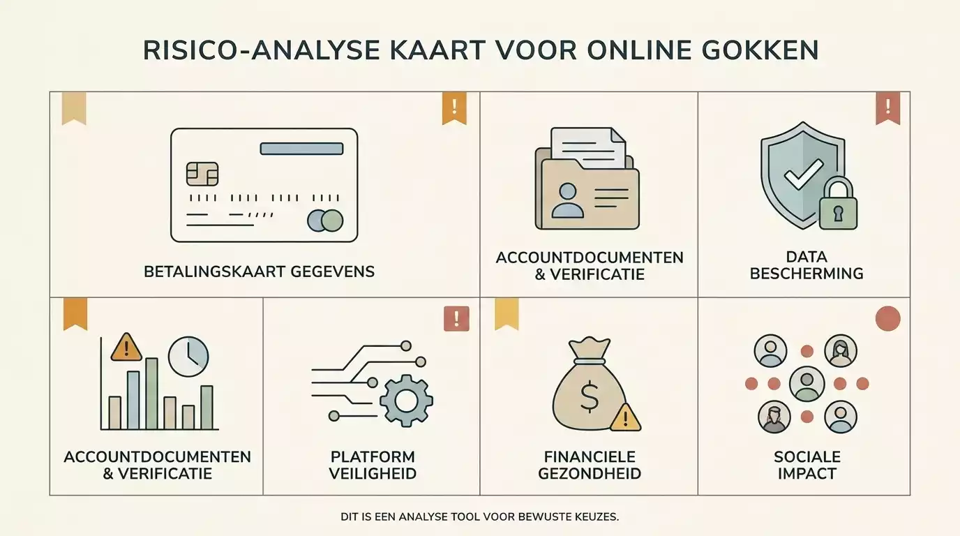 Risicokaart met symbolen voor betaling account en privacy