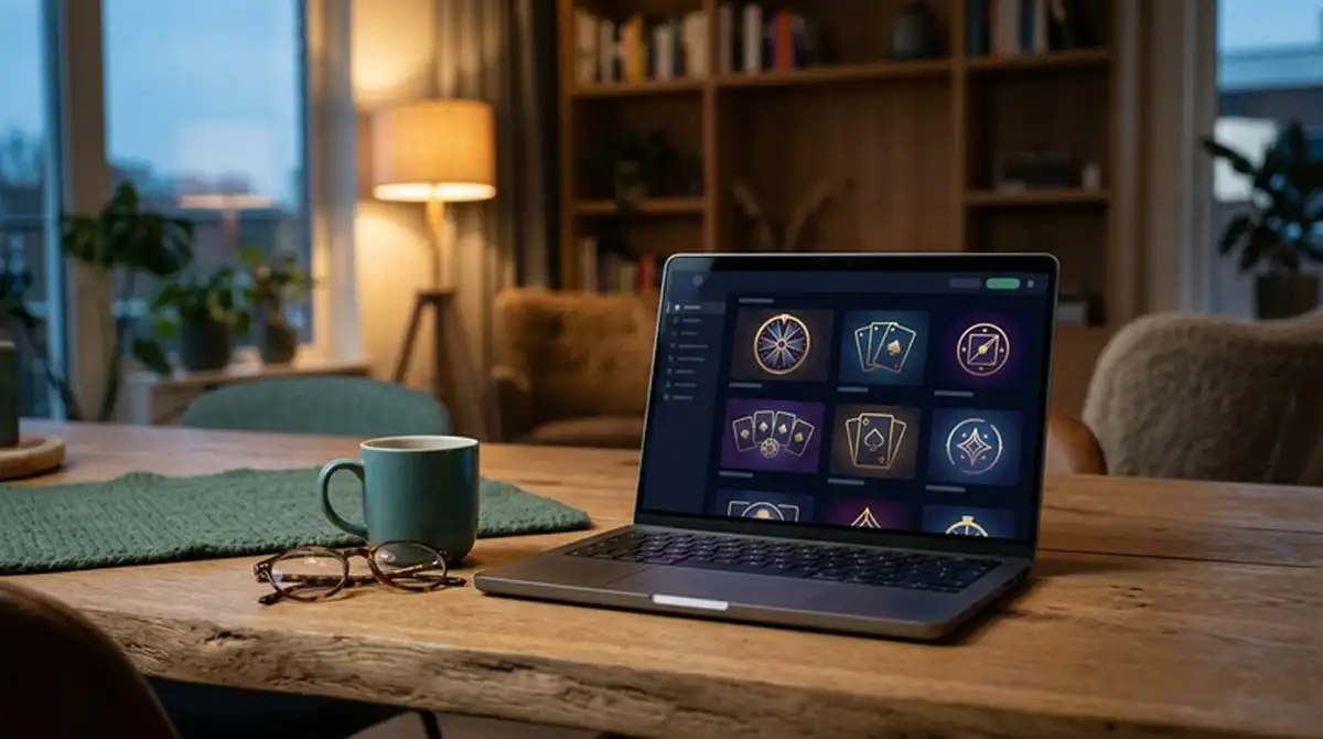 Online casino zonder Nederlandse vergunning op laptop thuis